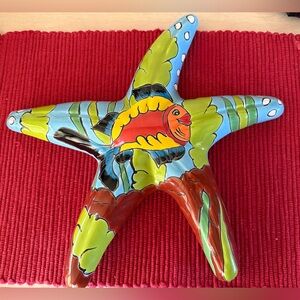 Talavera Hand Painted Starfish Pottery Wall Decor 15”